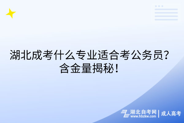 湖北成考什么專業(yè)適合考公務(wù)員？含金量揭秘！