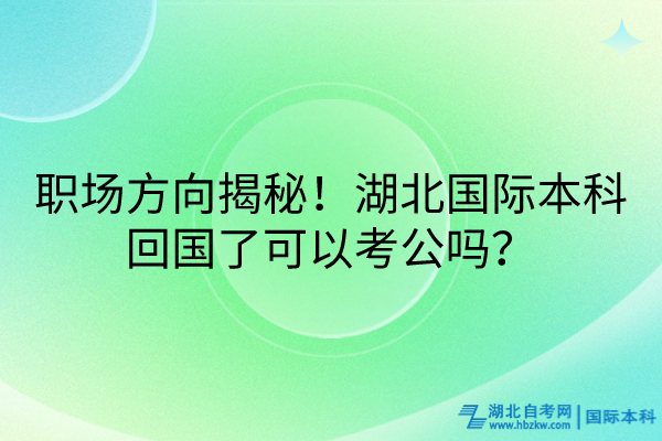 職場方向揭秘！湖北國際本科回國了可以考公嗎？