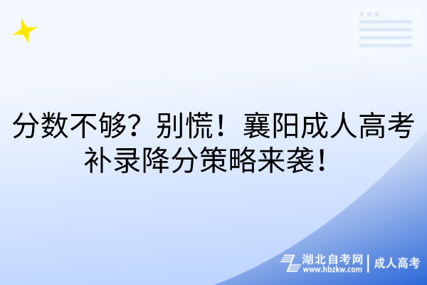 分數(shù)不夠？別慌！襄陽成人高考補錄降分策略來襲！