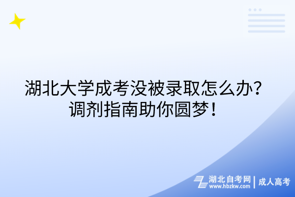 湖北大學(xué)成考沒被錄取怎么辦？調(diào)劑指南助你圓夢！