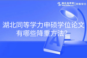 湖北同等學力申碩學位論文有哪些降重方法？