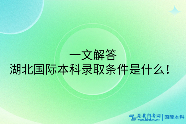 一文解答湖北國際本科的錄取條件是什么！