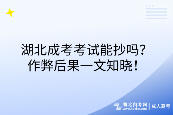 湖北成考考試能抄嗎？作弊后果一文知曉！