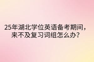 25年湖北學(xué)位英語(yǔ)備考期間，來不及復(fù)習(xí)詞組怎么辦？