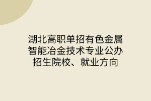 湖北高職單招有色金屬智能冶金技術專業(yè)公辦招生院校、就業(yè)方向
