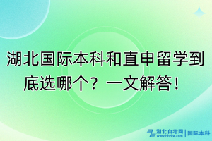 湖北國際本科和直申留學到底選哪個？一文解答！