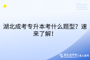 湖北成考專升本考什么題型？速來了解！