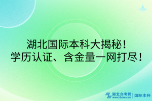湖北國(guó)際本科大揭秘！學(xué)歷認(rèn)證、含金量一網(wǎng)打盡！