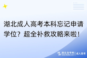 湖北成人高考本科忘記申請學(xué)位？超全補(bǔ)救攻略來啦！