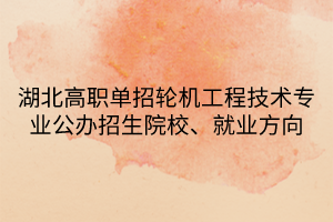 湖北高職單招輪機(jī)工程技術(shù)專(zhuān)業(yè)公辦招生院校、就業(yè)方向