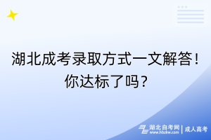 湖北成考錄取方式一文解答！你達(dá)標(biāo)了嗎？