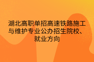 湖北高職單招高速鐵路施工與維護(hù)專業(yè)公辦招生院校、就業(yè)方向
