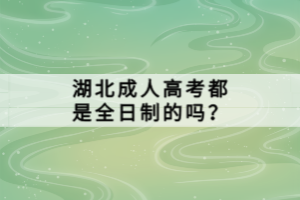 湖北成人高考都是全日制的嗎？