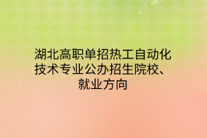 湖北高職單招熱工自動(dòng)化技術(shù)專業(yè)公辦招生院校、就業(yè)方向