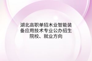 湖北高職單招木業(yè)智能裝備應(yīng)用技術(shù)專業(yè)公辦招生院校、就業(yè)方向