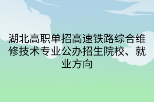 湖北高職單招高速鐵路綜合維修技術(shù)專業(yè)公辦招生院校、就業(yè)方向