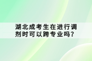 湖北成考生在進(jìn)行調(diào)劑時(shí)可以跨專業(yè)嗎？