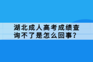 湖北成人高考成績(jī)查詢(xún)不了是怎么回事？