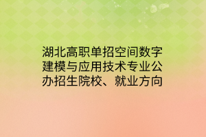 湖北高職單招空間數(shù)字建模與應(yīng)用技術(shù)專業(yè)公辦招生院校、就業(yè)方向