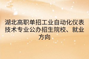 湖北高職單招工業(yè)自動化儀表技術(shù)專業(yè)公辦招生院校、就業(yè)方向