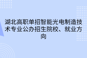 湖北高職單招智能光電制造技術(shù)專業(yè)公辦招生院校、就業(yè)方向