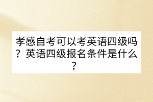 孝感自考可以考英語四級嗎？英語四級報名條件是什么？