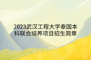 2023武漢工程大學(xué)泰國本科聯(lián)合培養(yǎng)項(xiàng)目招生簡章