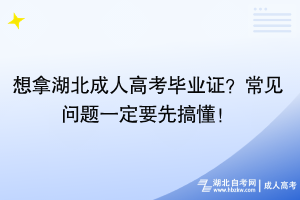想拿湖北成人高考畢業(yè)證？常見問題一定要先搞懂！