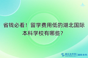省錢必看！留學費用低的湖北國際本科學校有哪些？