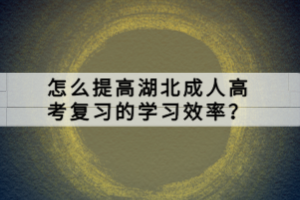 怎么提高湖北成人高考復(fù)習(xí)的學(xué)習(xí)效率？