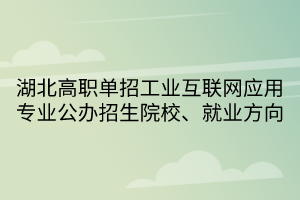 湖北高職單招工業(yè)互聯(lián)網(wǎng)應(yīng)用專業(yè)公辦招生院校、就業(yè)方向
