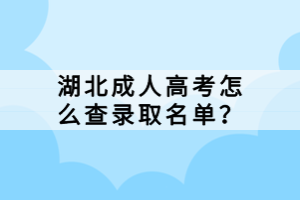 湖北成人高考怎么查錄取名單？