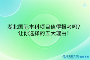 湖北國際本科項目值得報考嗎？讓你選擇的五大理由！