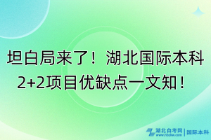 坦白局來了！湖北國際本科2+2項目優(yōu)缺點一文知！