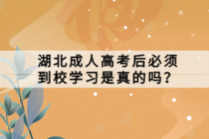 湖北成人高考后必須到校學(xué)習(xí)是真的嗎？