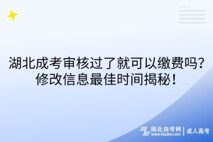 湖北成考審核過了就可以繳費嗎？修改信息最佳時間揭秘！