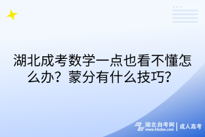 湖北成考數(shù)學(xué)一點也看不懂怎么辦？蒙分有什么技巧？