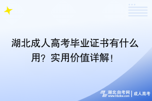 湖北成人高考畢業(yè)證書有什么用？實用價值詳解！