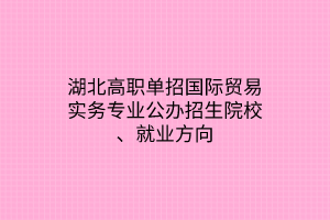 湖北高職單招國際貿(mào)易實(shí)務(wù)專業(yè)公辦招生院校、就業(yè)方向