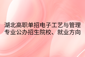 湖北高職單招電子工藝與管理專業(yè)公辦招生院校、就業(yè)方向