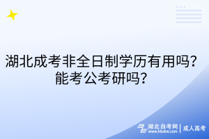 湖北成考非全日制學(xué)歷有用嗎？能考公考研嗎？