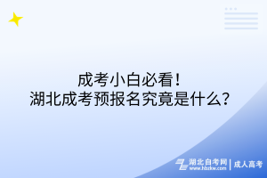 成考小白必看！湖北成考預報名究竟是什么？