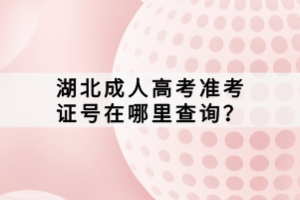湖北成人高考準考證號在哪里查詢？