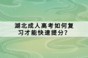 湖北成人高考如何復習才能快速提分？