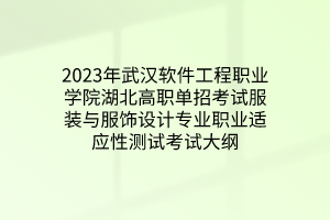 2023年武漢軟件工程職業(yè)學(xué)院湖北高職單招考試服裝與服飾設(shè)計(jì)專業(yè)職業(yè)適應(yīng)性測(cè)試考試大綱