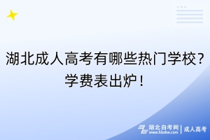 湖北成人高考有哪些熱門學(xué)校？學(xué)費(fèi)表出爐！
