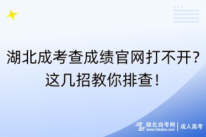 湖北成考查成績官網(wǎng)打不開？這幾招教你排查！
