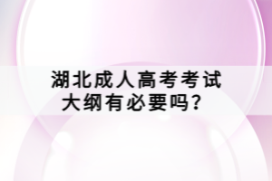 湖北成人高考考試大綱有必要嗎？