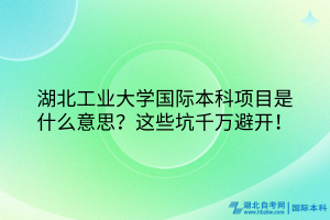 湖北工業(yè)大學(xué)國際本科項目是什么意思？這些坑千萬避開！