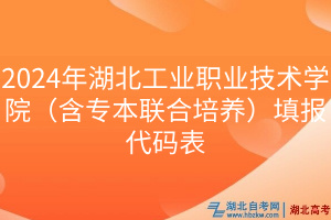 2024年湖北工業(yè)職業(yè)技術(shù)學院（含專本聯(lián)合培養(yǎng)）填報代碼表